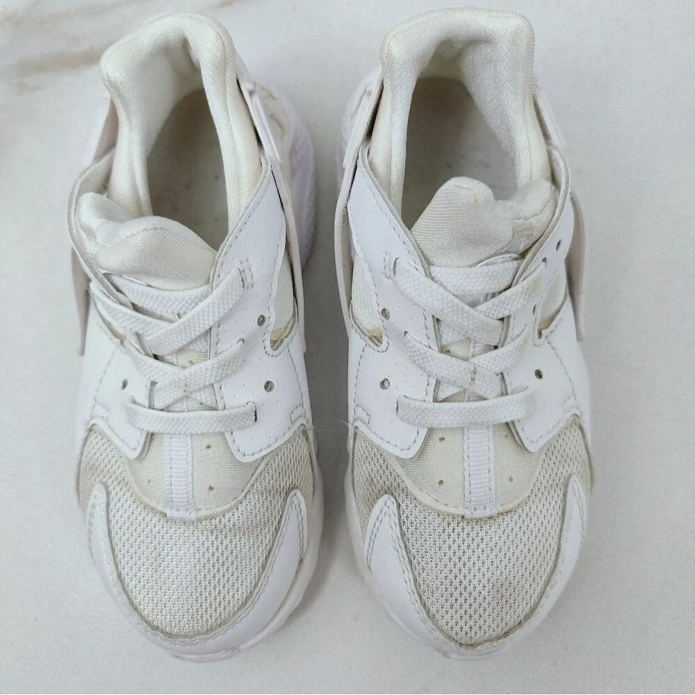 Nike Toddler Air Huarache Triple White Running Shoes Sneakers, Sz 10C